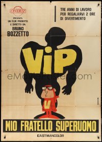 6f0256 VIP MY BROTHER SUPERMAN Italian 1p 1968 cartoon art of wimpy superhero with muscular shadow!