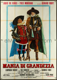 6f0178 DELUSIONS OF GRANDEUR Italian 2p 1971 Montand, de Funes, Mario de Berardinis art, rare!