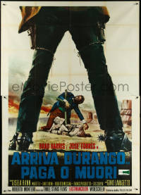 6f0263 DURANGO IS COMING, PAY OR DIE Italian 2p 1971 spaghetti western art of cowboys by grave!