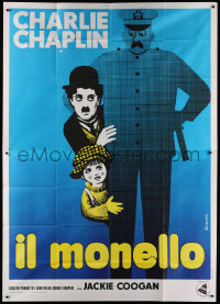 6f0267 KID Italian 2p R1960s great different Leo Kouper art of Charlie Chaplin & Jackie Coogan!