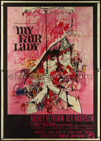 6f0202 MY FAIR LADY Italian 2p R1960s classic art of Audrey Hepburn & Rex Harrison by Bob Peak!