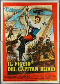 6f0273 SON OF CAPTAIN BLOOD Italian 2p 1962 different full-length art of pirate Sean Flynn on ship!