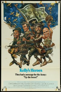 6f1015 KELLY'S HEROES 1sh 1970 Jack Davis Spirit of '76 art, Eastwood, Savalas, Sutherland, Rickles!