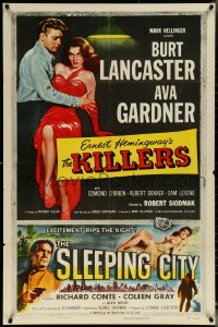 6f1017 KILLERS /SLEEPING CITY 1sh 1956 film noir double-bill, Burt Lancaster, sexy Ava Gardner, Richard Conte