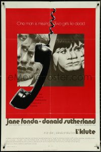 6f1021 KLUTE 1sh 1971 Donald Sutherland & Jane Fonda, dangling telephone, cool alternate design!