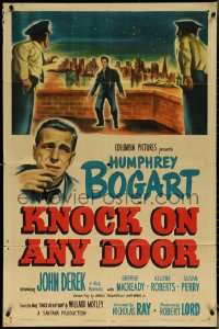 6f1022 KNOCK ON ANY DOOR 1sh 1949 Humphrey Bogart, John Derek, directed by Nicholas Ray!