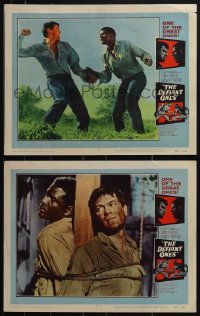 6f0698 DEFIANT ONES 2 LCs 1958 escaped cons Tony Curtis & Sidney Poitier chained together fighting!