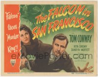 6f0410 FALCON IN SAN FRANCISCO TC 1945 art of detective Tom Conway w/ gun, he faces the Murder King!