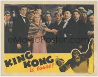 6f0477 KING KONG LC R1942 Fay Wray, Robert Armstrong & Bruce Cabot staring up at giant ape, rare!