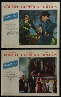 6f0720 SABRINA 2 LCs 1954 gorgeous Audrey Hepburn with Humphrey Bogart, William Holden & top cast!
