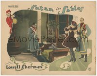 6f0504 SATAN IN SABLES LC 1925 Lowell Sherman by sleeping woman, cool Devil border art, ultra rare!