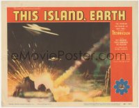 6f0517 THIS ISLAND EARTH LC #3 1955 image of two alien spaceships & Zagon meteor attack on Metaluna!
