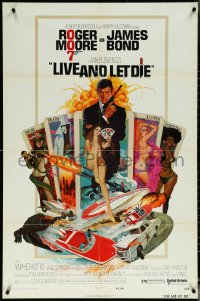 6f1037 LIVE & LET DIE West Hemi 1sh 1973 Robert McGinnis art of Roger Moore as James Bond!