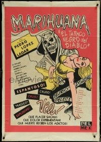 6f0312 MARIHUANA Mexican poster 1962 black tobacco of the devil, wild, different and ultra rare!