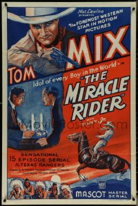 6f1079 MIRACLE RIDER 1sh R1946 Tom Mix is the idol of every boy in the world in this serial!