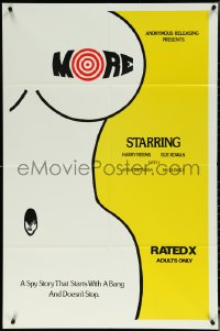 6f1090 MORE 1sh 1975 Harry Reems, wacky sexy artwork, starts with a bang & doesn't stop!