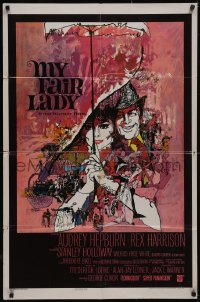 6f1097 MY FAIR LADY int'l 1sh 1964 classic art of Audrey Hepburn & Rex Harrison by Bob Peak!