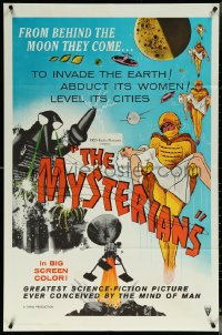 6f1100 MYSTERIANS 1sh 1959 they're abducting Earth's women & leveling its cities, RKO printing!