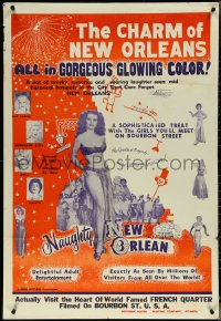 6f1110 NAUGHTY NEW ORLEANS 1sh 1954 burlesque, wild Louisiana showgirls, rare Southern Printing!