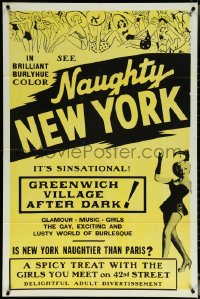 6f1111 NAUGHTY NEW YORK 1sh 1959 Big Apple sex, Greenwich Village after dark, it's sinsational!
