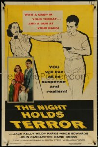 6f1117 NIGHT HOLDS TERROR 1sh 1955 a gasp in your throat and a gun at your back!