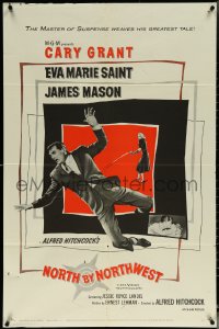 6f1120 NORTH BY NORTHWEST 1sh 1959 Alfred Hitchcock classic with Cary Grant & Eva Marie Saint!