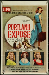 6f1158 PORTLAND EXPOSE 1sh 1957 sexy bad girl, sin by sin, bribe by bribe, shock by shock!