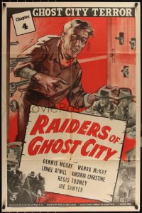 6f1170 RAIDERS OF GHOST CITY chapter 4 1sh 1944 Dennis Moore western serial, gun-blazing thrills!