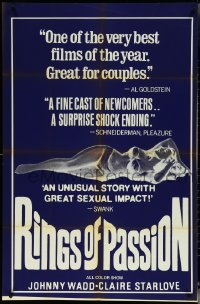 6f1187 RINGS OF PASSION 1sh 1973 John Holmes, art of sexy girl in underwear, ultra rare blue style!