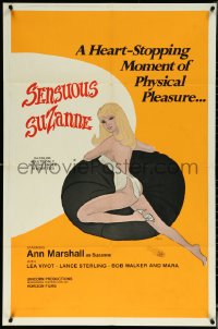 6f1213 SENSUOUS SUZANNE 1sh 1978 Ann Marshall in title role, sexy heart stopping J. Hess art, rare!