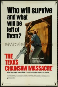 6f1293 TEXAS CHAINSAW MASSACRE 1sh R1980 Tobe Hooper cult classic slasher horror, who will survive!