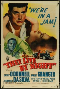 6f1296 THEY LIVE BY NIGHT 1sh 1948 Nicholas Ray noir classic, Farley Granger, Cathy O'Donnell