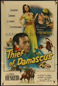 6f1297 THIEF OF DAMASCUS 1sh 1952 Paul Henreid, sexy full-length Elena Verdugo, Arabian Nights!