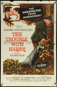 6f1318 TROUBLE WITH HARRY 1sh 1955 Alfred Hitchcock, Edmund Gwenn, John Forsythe & Shirley MacLaine!