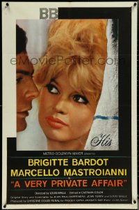 6f1335 VERY PRIVATE AFFAIR 1sh 1962 Louis Malle's Vie Privee, c/u of sexiest Brigitte Bardot!