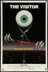 6f1343 VISITOR 1sh 1979 wild horror art of giant eyeball w/monster hands holding bloody wire!