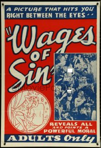 6f1345 WAGES OF SIN 1sh R1940s a picture that hits you right between the eyes, sexy art and images!