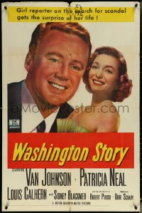6f1348 WASHINGTON STORY 1sh 1952 great close up image of Van Johnson & Patricia Neal!