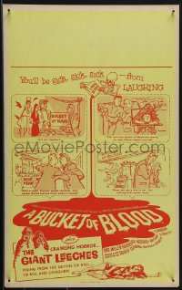 6f0070 BUCKET OF BLOOD /GIANT LEECHES Benton WC 1959 great art, you'll be sick sick sick from LAUGHING, rare!