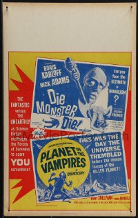 6f0075 DIE MONSTER DIE/PLANET OF THE VAMPIRES Benton WC 1965 fantastic versus the unearthly, rare!