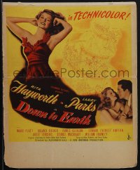 6f0076 DOWN TO EARTH WC 1947 wonderful close up of sexy Rita Hayworth & with Larry Parks, rare!