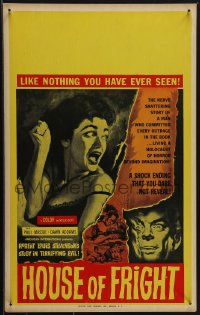 6f0105 TWO FACES OF DR. JEKYLL Benton WC 1961 House of Fright, art of burning face & scared woman!