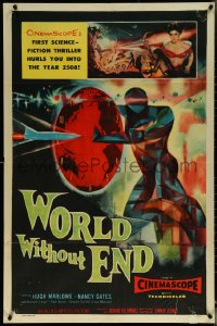 6f1369 WORLD WITHOUT END 1sh 1956 incredible Reynold Brown art hurls you into the year 2508!