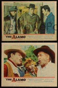 6f0534 ALAMO 8 LCs 1960 cowboy western images of John Wayne, Laurence Harvey Chill Wills, & Widmark!