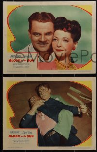 6f0661 BLOOD ON THE SUN 4 LCs 1945 great images of sexy Sylvia Sidney & James Cagney!
