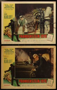 6f0565 FRANKENSTEIN 1970 8 LCs 1958 Boris Karloff with his monster Mike Lane, Charlotte Austin!