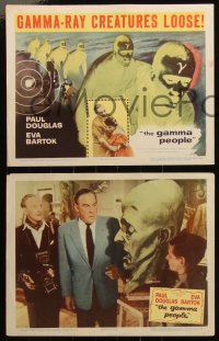 6f0569 GAMMA PEOPLE 8 LCs 1956 G-gun paralyzes nation, w/ great tc image of hypnotized Gamma people!