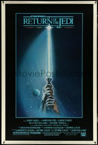 6g0069 RETURN OF THE JEDI 40x60 1983 George Lucas classic, Reamer art of hands holding lightsaber!