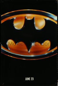 6g0766 BATMAN teaser 1sh 1989 directed by Tim Burton, cool image of Bat logo, glossy finish!