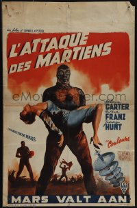 6g0312 INVADERS FROM MARS Belgian 1958 sci-fi classic, great art of alien carrying pretty woman!